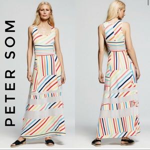 Peter Som Design Nation Rainbow Striped Maxi Dress XL
